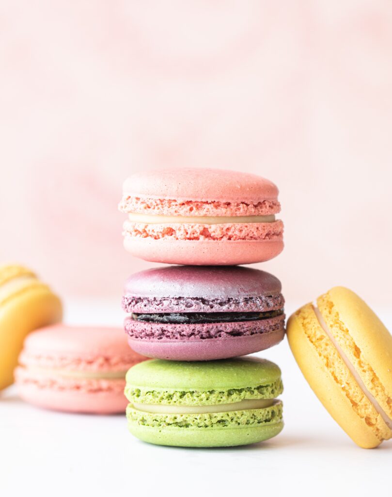 Macarons stacked on top of each other