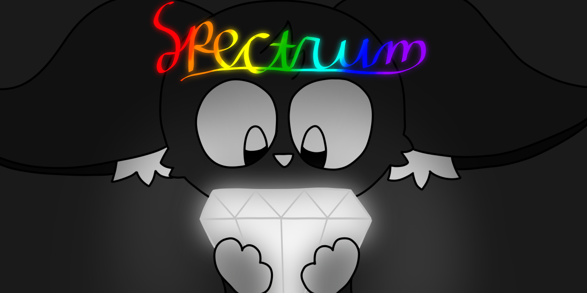 Luca holding a prism with the title 'Spectrum' above their head