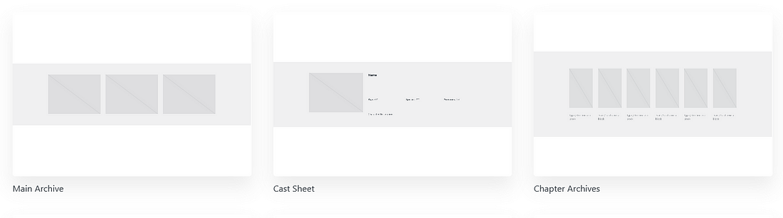 The three patterns used in the site. They were used in the main archive, chapter archive, and cast page